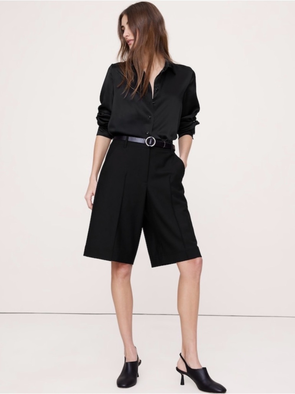 NWT Banana Republic The Everyday Silk Black Shirt Sz Large (#709298)